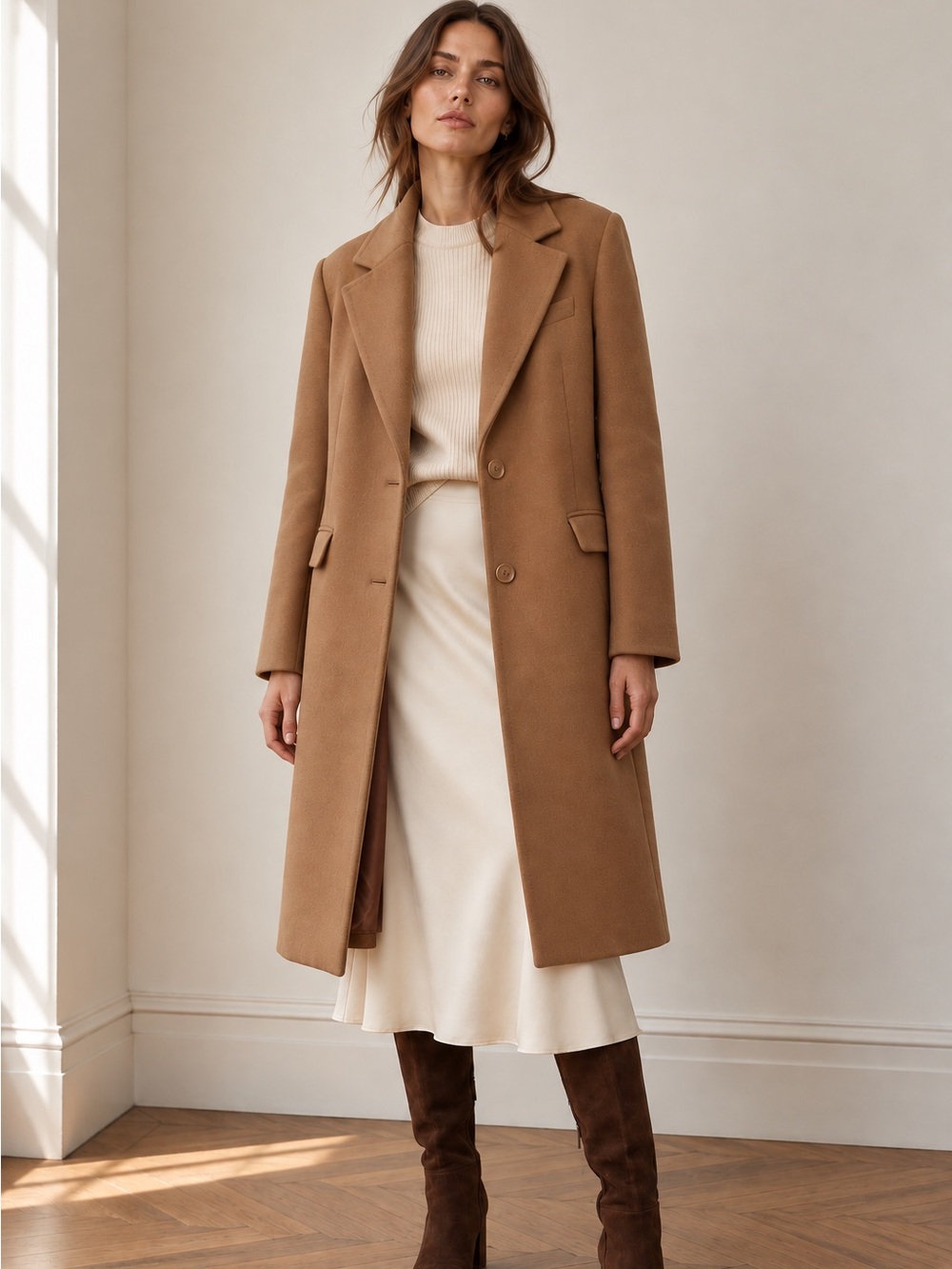 Aritzia Babaton Tan Wool Coat size Medium